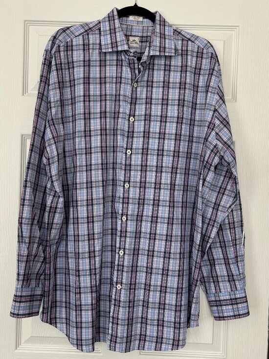 Peter Millar Other - Peter Millar Shirt Mens XL Blue Plaid Long Sleeve Button Down Cotton